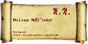 Moizes Nándor névjegykártya